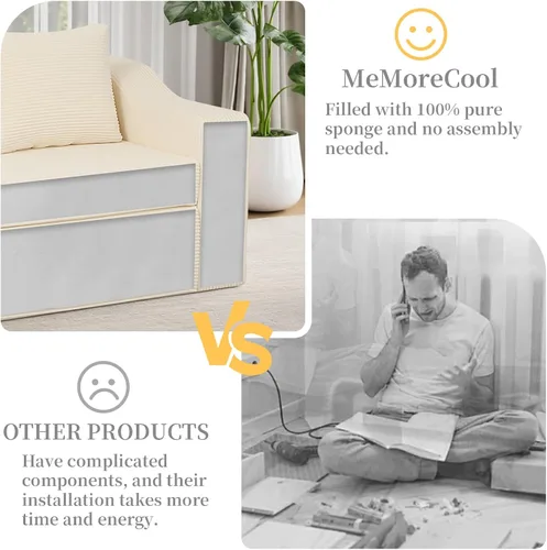 Vista 7 de MeMoreCool Convertible Sofa Bed, Pull Out Loveseat Sofa Sleeper Couch for Bedroom Living Room Lounge, 2 in 1 Small Couch Bed with Pillow, Foldable