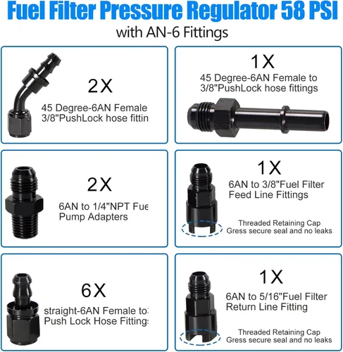 Vista 4 de Kit de adaptador de conexión de línea de inyección de combustible Htostar Racing EFI FI con filtro/regulador 58 PSI compatible con C5 Corvette