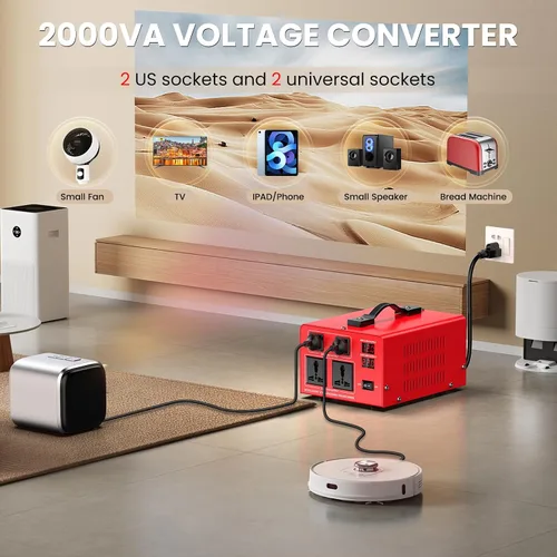 Vista 6 de Transformador de Voltaje de 1000W Convertidor de Potencia (110V a 220V, 220V a 110V) Convertidor Elevador/Reductor 110/120 Voltios - 220/240 Voltios
