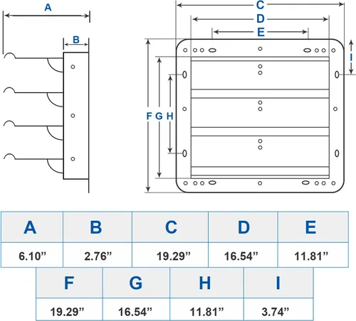 Vista 2 de iPower Rejilla de ventilación automática de aluminio cuadrado de 16 pulgadas, color plateado