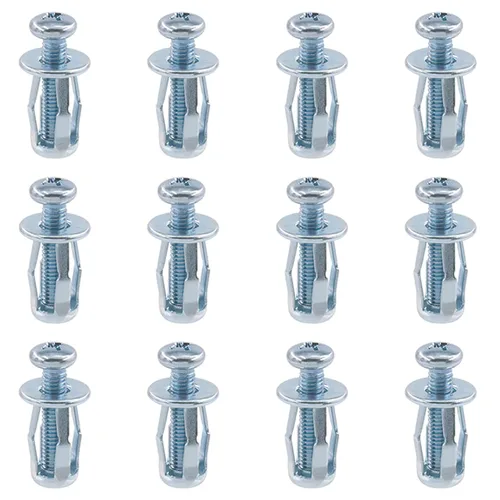 Swpeet Tuercas de expansión M4 x 20, tuercas de pétalo, tuercas de expansión, fijaciones delgadas con tornillos para pared hueca, hierro para uso en