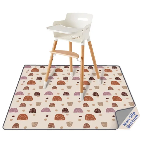 Vista 16 de Blissful Diary - Alfombrilla para debajo de la silla alta, 50.4 x 50.4 pulgadas, lavable, antideslizante, protectora contra salpicaduras, rosa claro