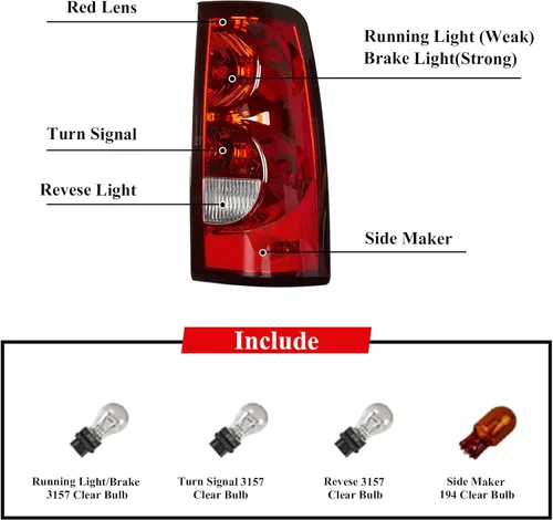 Vista 5 de WonVon Luces traseras LED compatibles con Chevy Silverado 1500 2007-2013 2007-2014 Silverado 2500 HD/3500 HD, lámpara de luz trasera de tubo LED