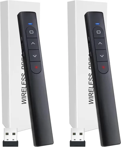 (2 Unidades) Presentador Inalámbrico Remoto, Clicker de Presentación con Hiperenlace y Control de Volumen Remoto PowerPoint Clicker de Presentación