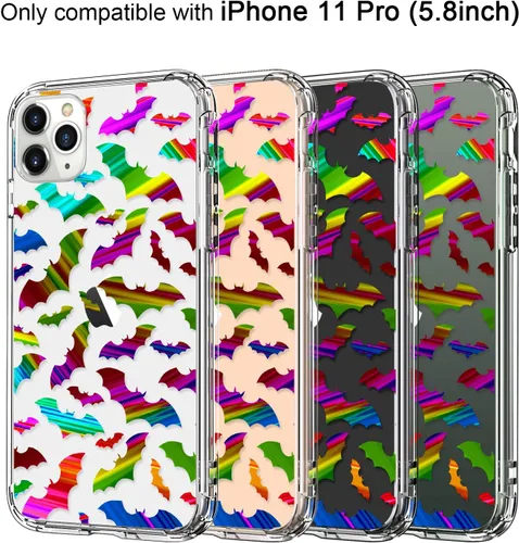 Vista 61 de ICEDIO Funda navideña para iPhone 11 Pro con protector de pantalla, diseños modernos de moda, funda protectora de acrílico transparente a prueba