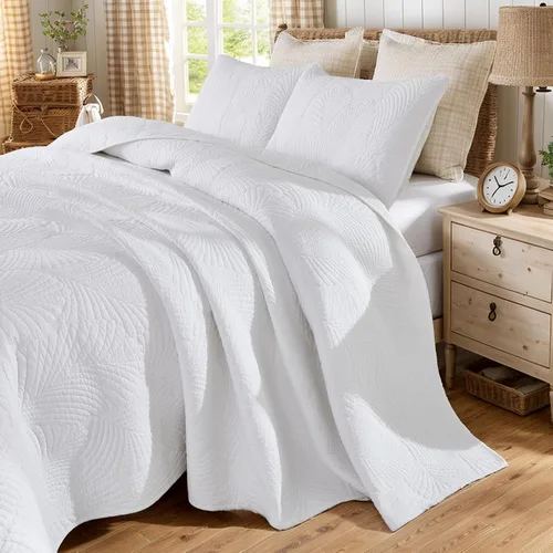 Vista 15 de Brandream Juego de edredón de algodón verde salvia, juego de ropa de cama de casa de campo de casa de campo, juego de colcha de 2 piezas