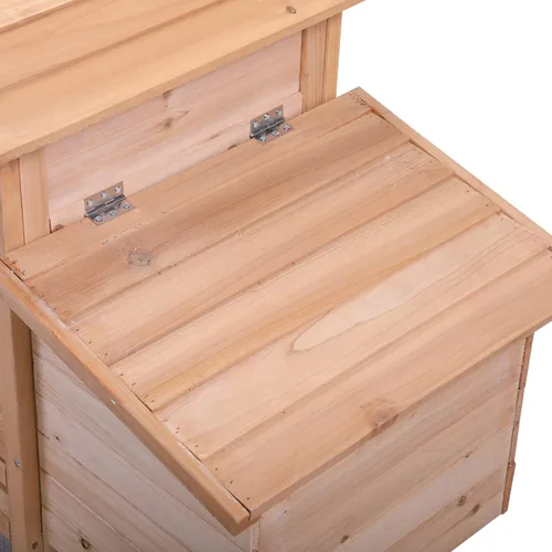 Vista 4 de Conejera de madera, para exteriores, gallinero de madera para mascotas con rejillas de ventilación, puerta que se puede abrir, cuna para 2 conejos