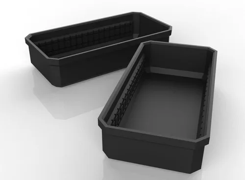 Vista 4 de Contenedor largo para caja de herramientas organizadora de perfil bajo compatible con Milwaukee Packout, color negro