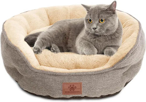 Vista 8 de Camas para gatos de interior, cama para gatitos, cama para perros de razas extra pequeñas, cama para cachorros, cama cómoda y duradera para Beige1