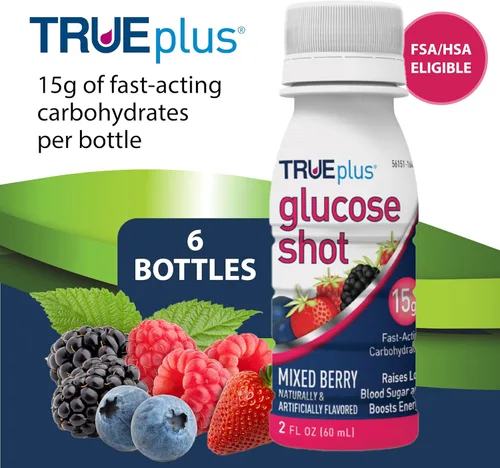 Vista 2 de TRUEplus® Glucose Shots 6 botellas - Bayas mixtas