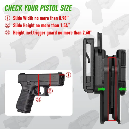 Vista 5 de Funda ajustable para Hellcat Pro/Glock 17 19 19X 43 44 45 48 / Ruger 57 / SCCY CPX Gen3 / Taurus GX4 / S&W M&P 9MM /.380 Shield EZ, Funda