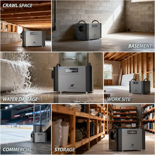 Vista 8 de Deshumidificador Comercial de 155 Pintas para Sótano con Bomba y Manguera de Drenaje, Deshumidificador de Gran Espacio para Entrepiso, Ático