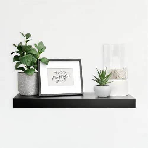 Vista 8 de MCS Estante flotante, estante de madera para decoración de habitación, negro, 12 x 8 pulgadas, juego de 2