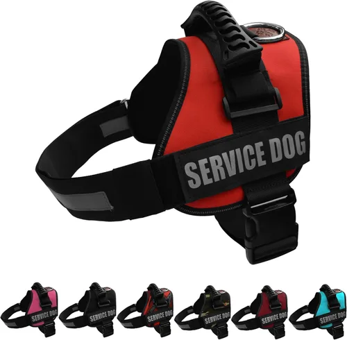 Vista 21 de ALBCORP Arnés de chaleco para perro de servicio – Arnés reflectante sin acción tirante con asa y cómodo acolchado de malla – Tallas XXS-XL