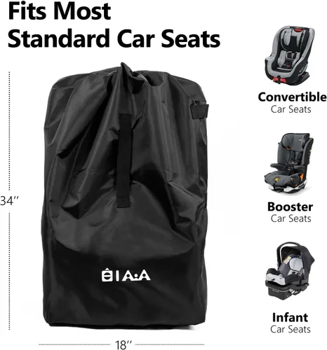 Vista 2 de Bolsa de viaje para asiento de coche de elaia para avión, impermeable y portátil con correas, bolsa de gran capacidad acolchada para asiento