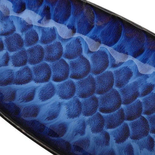 Vista 5 de DOITOOL Plato japonés de cerámica para sushi con forma de barco, plato de postre para sushi geta, platos para servir platos para el hogar, cocina