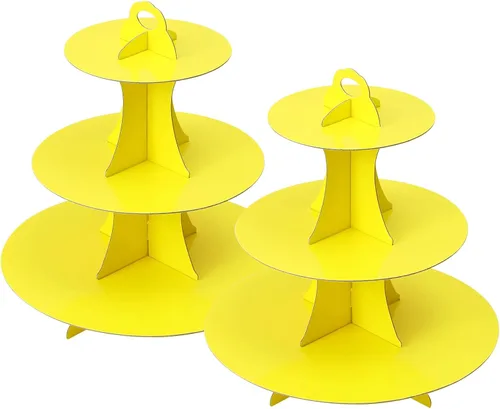 Vista 13 de Soleebee Soporte redondo de 3 niveles para cupcakes, torre de cartón para cupcakes, torre de soporte para pasteles de postre para decoración