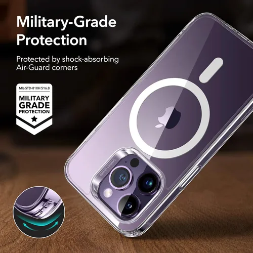Vista 5 de ESR Funda para iPhone 14 Pro, compatible con MagSafe, protección de grado militar a prueba de golpes, resistente al amarillamiento, funda magnética