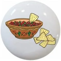 Bowl of Salsa and Chips - Kitchen BA - DECORATIVE Ceramic Dresser Drawer PULLS Cabinet Cupboard KNOBS