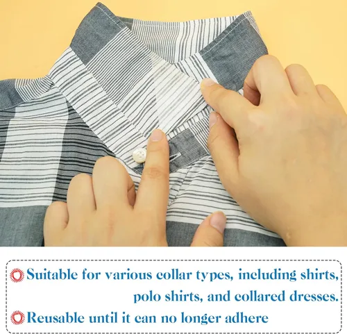 Vista 7 de YEEMO 120 soportes para collar para hombres y mujeres (permanencias de collar PET autoadhesivas), no más collares rizados. Ideal para camisas