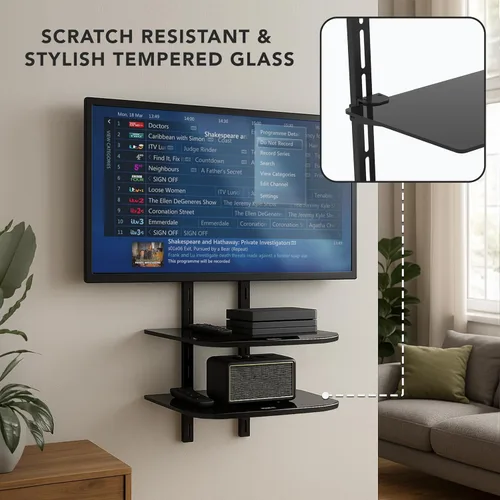 Vista 7 de mount-it. LCD, LED, Plasma TV Wall Mount Bracket para cable Box, reproductor de DVD, Stereo Componentes Shelf Negro