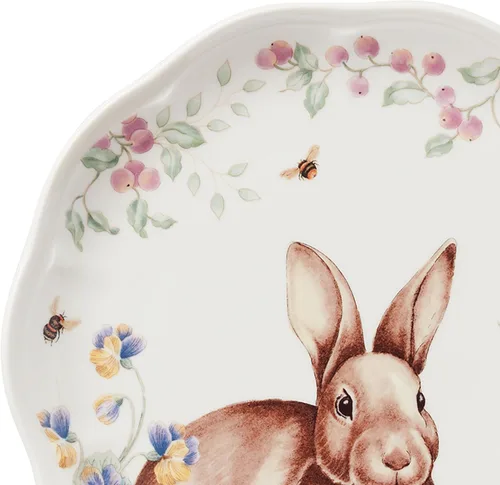 Vista 2 de Lenox, Juego de vajilla Butterfly Meadow Bunny de 4 piezas, servicio para 4, apto para microondas y lavavajillas, platos de porcelana, platos