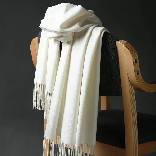 Vista 6 de OHAYOMI Bufanda de chal Pashmina para mujer, color liso, pashmina