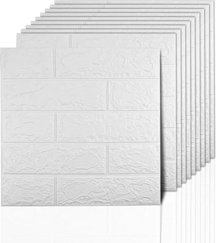 Vista 12 de 20 paneles de pared 3D plateados, cobertura de 29 pies cuadrados, adhesivo imprimible con paneles de pared de espuma de polietileno autoadhesivos