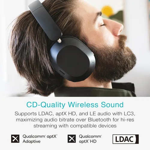 Vista 7 de MEE audio Matrix Cinema 3D 2026 Auriculares Bluetooth sobre la oreja con almohadilla de carga inalámbrica para TV; cancelación activa de ruido