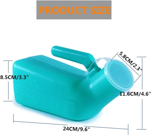 Vista 3 de Orinal macho grueso y firme, botella de orina YUMSUM con tapas de repuesto de 32 onzas/33.8 fl oz (verde, paquete de 2)