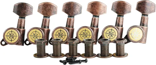 Vista 17 de Guyker Afinadores de bloqueo de guitarra (3L + 3R Handed) – Clavijas de afinación de cuerda de bloqueo 1:18 Cabeza de máquina con mango hexagonal