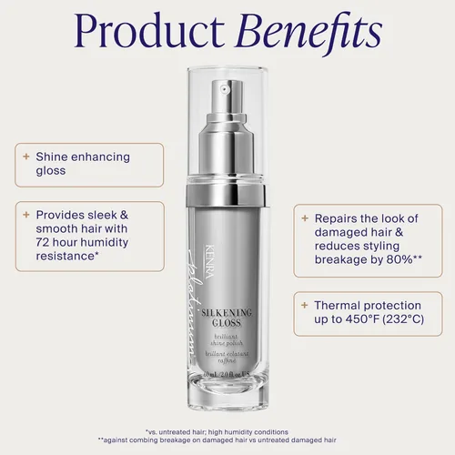 Vista 2 de Kenra Platinum Silkening Gloss Brillo con brillo Domar el encrespamiento y suavizar las vuelas Fórmula ligera Protege contra la humedad