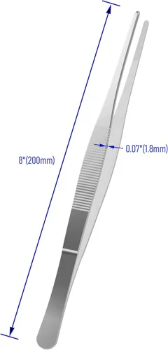 Vista 2 de Pinzas de acero inoxidable de 8 pulgadas, con punta dentada redonda recta, de acero inoxidable de 0.07 pulgadas de grosor, herramienta de reparación