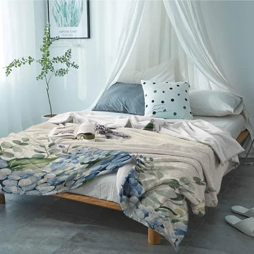 Vista 4 de Super Soft Flannel Fleece Blanket, Farmhouse Eucalyptus Blue Hydrangea Plants Linen Lightweight Blankets, Cozy Microfiber Plush Throw Blankets for