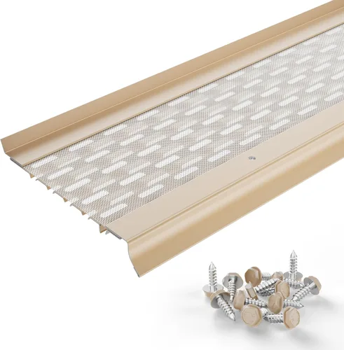 Vista 17 de Micromesh 5 pulgadas Gutter Guards Leaf Protection, 1 Pies Paquete de muestra Bronce oscuro, Malla de acero inoxidable, Cubiertas de canalón