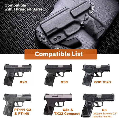 Vista 2 de Funda WARRIOLAND IWB de Kydex con corte óptico y garra, ajuste selecto para Glock 17/19/ 19X/ 43X/ 26/MOS, P365/P365X/ P365XL/ P320, Hellcat