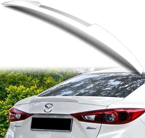 Vista 7 de EPARTS - Alerón trasero de plástico ABS estilo V, tapa extendida compatible con Mazda 3 Sedan 2014, 2015, 2016, 2017, 2018 (estilo carbono)