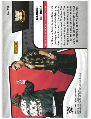 Vista 2 de DWAYNE The Rock JOHNSON MANKIND The Rock 'N Sock Connection 2022 Panini Revolution WWE #137 Card Lucha Libre Profesional