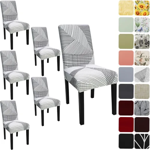 Vista 61 de Fundas para sillas de comedor, juego de 2 fundas, con patrón elástico Parsons, de elastano, extraíbles y lavables, protector para sillas de cocina