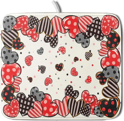 Vista 38 de Tapete de secado de platos con diseño de pájaro rojo de Feliz Navidad, absorbente y de secado rápido, protector para encimera de cocina, 18 x 24