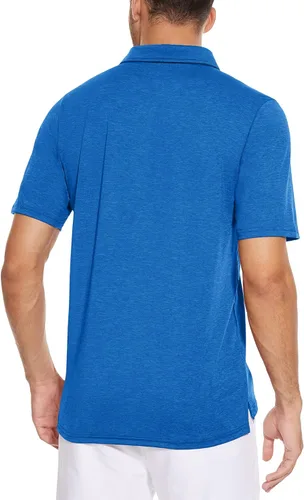 Vista 3 de TACVASEN Camisetas polo de golf para hombre, de secado rápido, manga corta, casual, atléticas, con cuello 3 botones