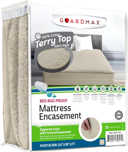 Vista 30 de Guardmax Funda de colchón individual con cremallera, protector de colchón 100% impermeable, suave y absorbente de algodón de rizo superior