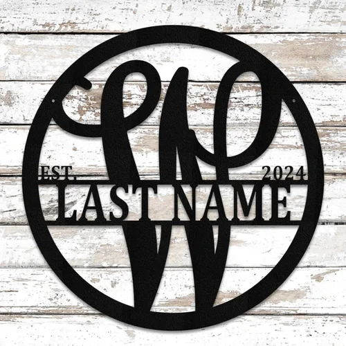 Personalized Metal Monogram Sign. Wedding Gift. Family Name Sign. Outdoor Name Sign. Anniversary. Last Name Sign. Metal Sign. Front Door.