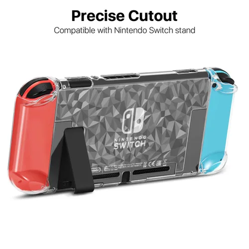 Vista 2 de TNP Dockable Case for Nintendo Switch with 6 Pcs Thumbstick Caps, Clear Protective Case for Nintendo Switch Plastic Hard Shell Anti Scratch