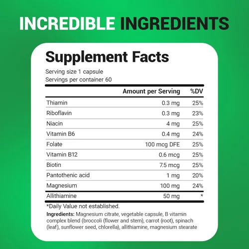 Vista 7 de Dr. Berg Vitamina Natural B1 B6 B12 Complejo - Suplemento de Vitamina B1 de Allithiamina con 8 Vitaminas Esenciales del Complejo B para Hombres