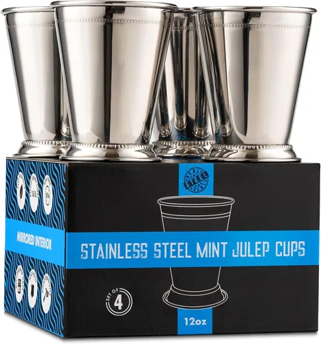 Vista 8 de Mint Julep Cups: vasos de acero inoxidable, juego de 2 o juego de 4, vasos de cóctel de metal de 12 onzas, suministros para fiestas