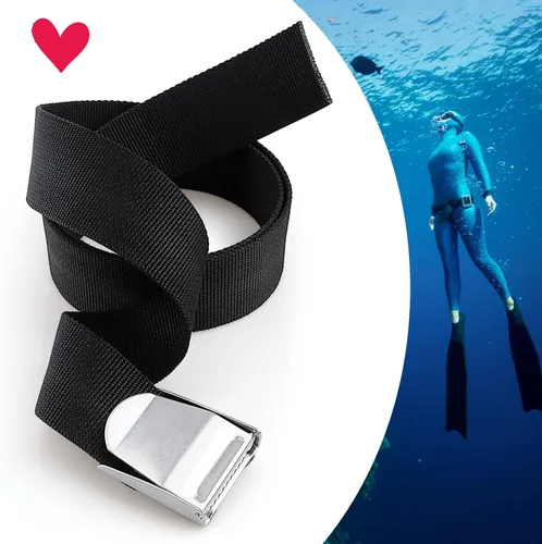 Vista 7 de Cinturón de peso para buceo, resistente de 60 pulgadas de largo y 2 pulgadas de ancho, correa de nailon ajustable con hebilla de metal de liberación