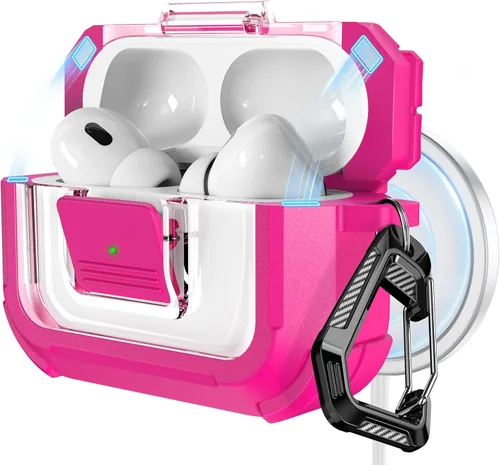 Vista 20 de RFUNGUANGO Funda para AirPods Pro 2, compatible con AirPods Pro de 2ª/1ª generación, compatible con MagSafe, bloqueo automático magnético con kit