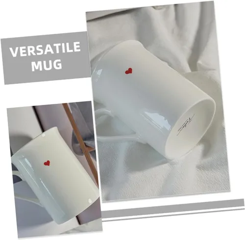 Vista 3 de Taza de cerámica con diseño de corazón retro para tartas, café con leche, taza de leche, oficina, hogar