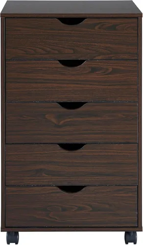 Vista 235 de Naomi Home Cómoda de 5 cajones para dormitorio, alta y elegante, con ruedas y estantes de almacenamiento, pequeña para guardarropa, para maquillaje